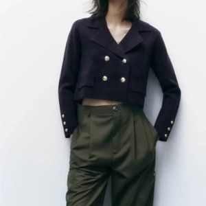 Zara Cropped Knit Cardigan NWT
